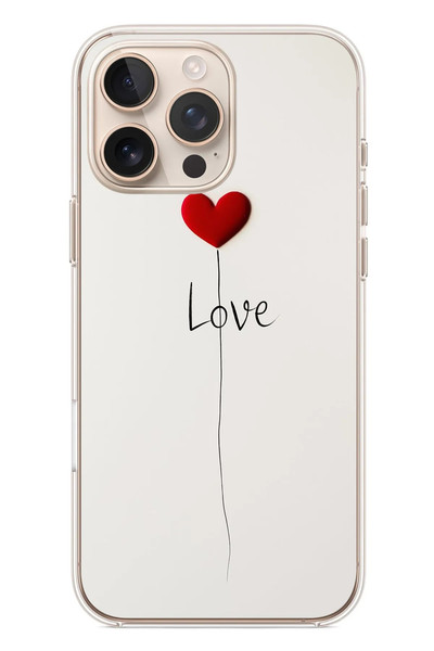 Le Balvo iPhone 16 Pro Max Uyumlu Love Aşk Baskılı Silikon Kılıf