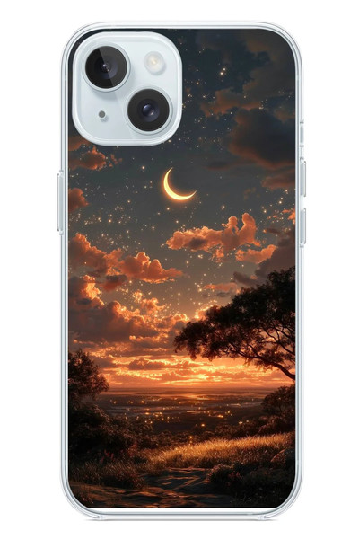 Le Balvo iPhone 15 Uyumlu Ay Gecesi Baskılı Silikon Kılıf