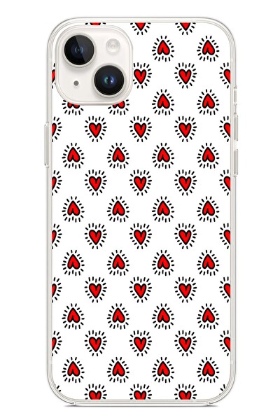 Le Balvo iPhone 14 Plus Uyumlu Kalp Çizgisi Baskılı Silikon Kılıf