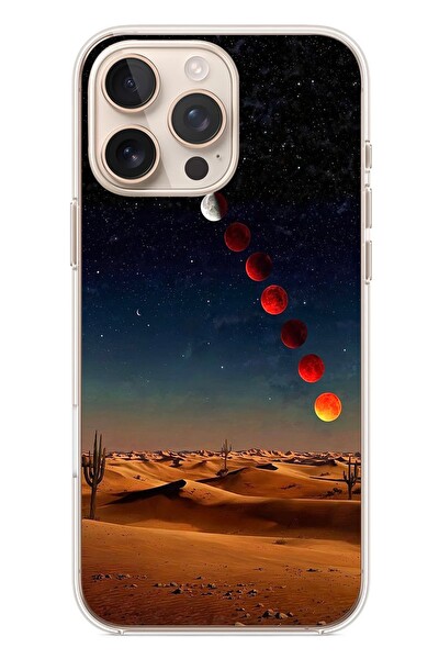 Le Balvo iPhone 16 Pro Max Uyumlu Ayın Geçişi Baskılı Silikon Kılıf
