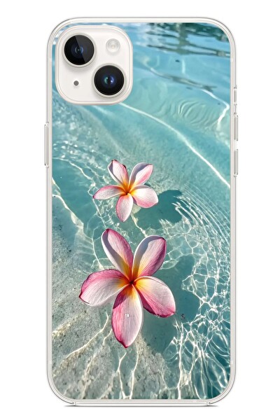 Le Balvo iPhone 14 Plus Uyumlu Denizde Çiçekler Baskılı Silikon Kılıf