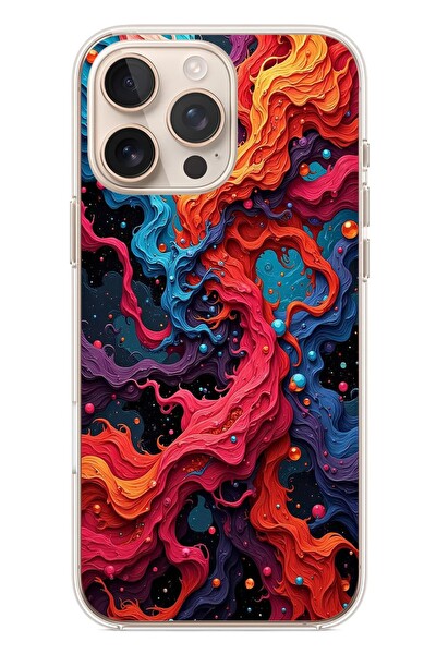Le Balvo iPhone 16 Pro Max Uyumlu Dalgaların İz Karışımı Baskılı Silikon Kılıf