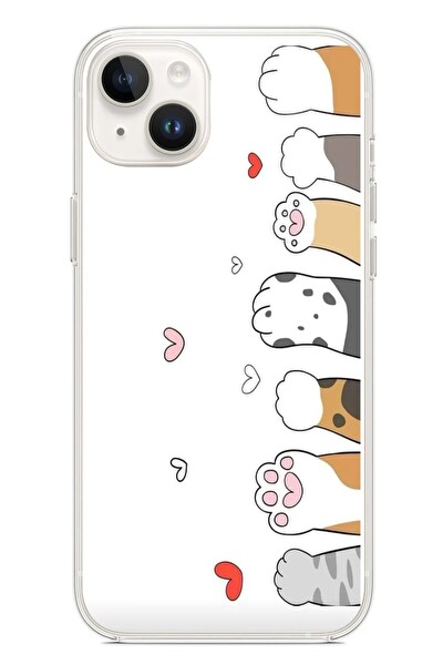 Le Balvo iPhone 14 Plus Uyumlu Kedi Harekatı Patileri Baskılı Silikon Kılıf