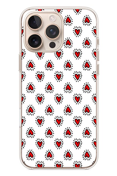 Le Balvo iPhone 16 Pro Max Uyumlu Kalp Çizgisi Baskılı Silikon Kılıf