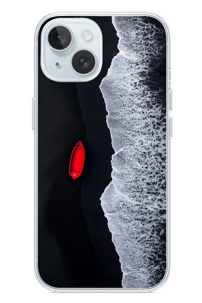 Le Balvo iPhone 15 Uyumlu Kırmızı Tekne Yalnız Baskılı Silikon Kılıf