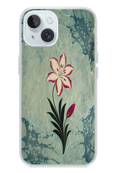Le Balvo iPhone 15 Uyumlu Çiçek Deseni Baskılı Silikon Kılıf