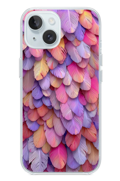 Le Balvo iPhone 15 Uyumlu Tüylü Kalpler Baskılı Silikon Kılıf