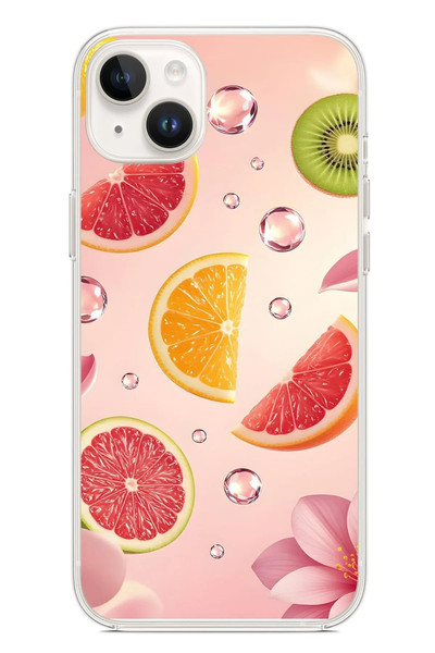 Le Balvo iPhone 14 Plus Uyumlu Meyve Dilimleri Baskılı Silikon Kılıf