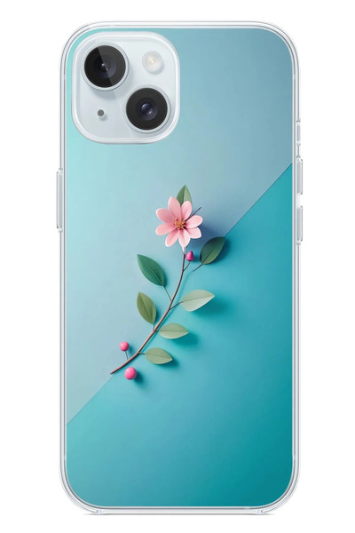 Le Balvo iPhone 15 Uyumlu Çiçeğin Pembesi Baskılı Silikon Kılıf