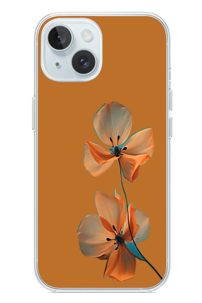 Le Balvo iPhone 15 Uyumlu Hibüskus Çiçeği Baskılı Silikon Kılıf