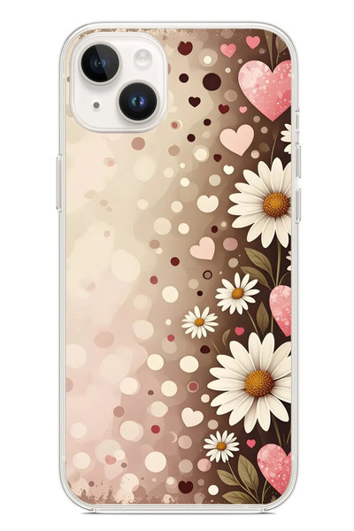 Le Balvo iPhone 14 Plus Uyumlu Kalpli Papatya Damlaları Baskılı Silikon Kılıf