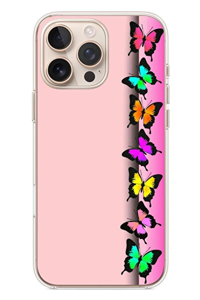 Le Balvo iPhone 16 Pro Max Uyumlu Kelebeklerin Rüyası Baskılı Silikon Kılıf