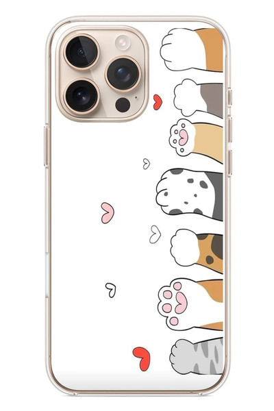 Le Balvo iPhone 16 Pro Max Uyumlu Kedi Harekatı Patileri Baskılı Silikon Kılıf