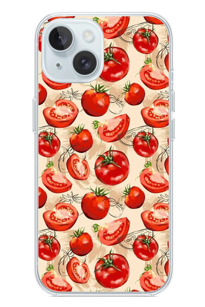 Le Balvo iPhone 15 Uyumlu Domatesler Baskılı Silikon Kılıf