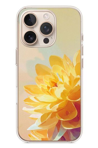 Le Balvo iPhone 16 Pro Uyumlu Sarı Çiçek Baskılı Silikon Kılıf
