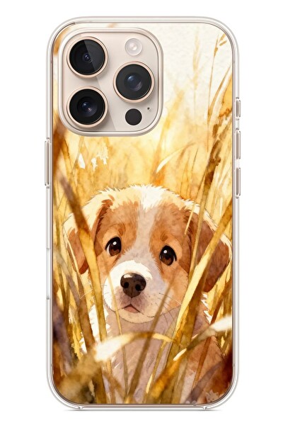 Le Balvo iPhone 16 Pro Uyumlu Golden Köpek Baskılı Silikon Kılıf