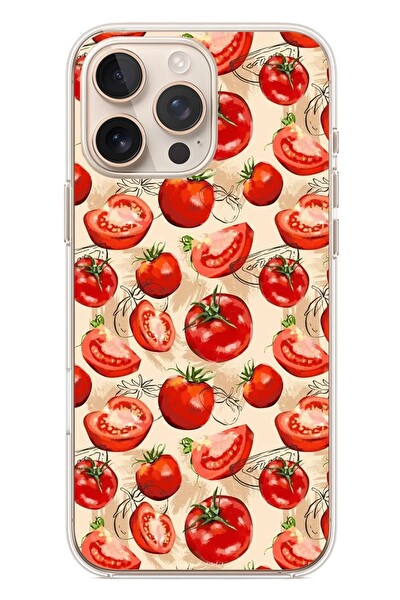 Le Balvo iPhone 16 Pro Max Uyumlu Domatesler Baskılı Silikon Kılıf