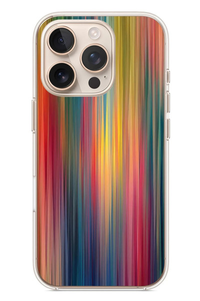 Le Balvo iPhone 16 Pro Uyumlu Gökkuşağı Karışımı Baskılı Silikon Kılıf