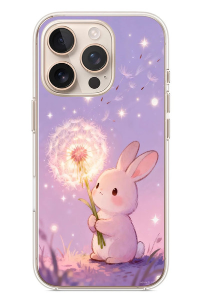 Le Balvo iPhone 16 Pro Uyumlu Büyülü Tavşan Baskılı Silikon Kılıf