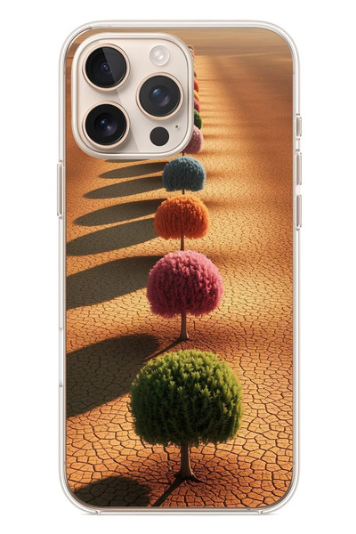 Le Balvo iPhone 16 Pro Max Uyumlu Sıralı Renkli Ağaçlar Baskılı Silikon Kılıf