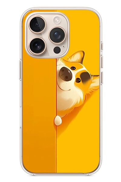 Le Balvo iPhone 16 Pro Uyumlu Sarı Köpek Baskılı Silikon Kılıf