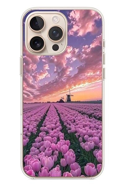 Le Balvo iPhone 16 Pro Max Uyumlu Lale Bahçesi Baskılı Silikon Kılıf