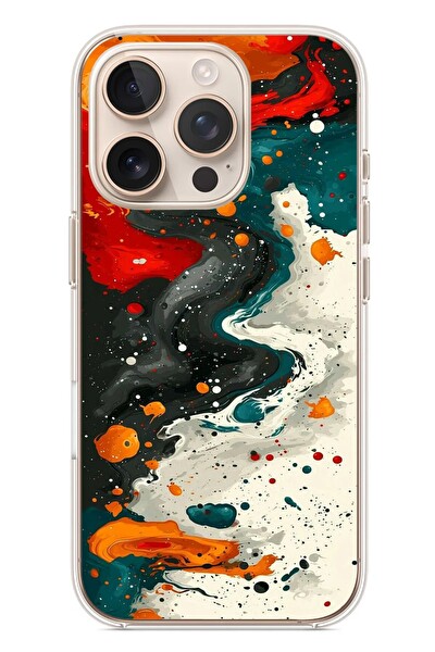 Le Balvo iPhone 16 Pro Uyumlu Boya Karışımı Baskılı Silikon Kılıf