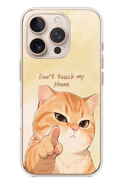 Le Balvo iPhone 16 Pro Uyumlu Dont Touch My Phone Baskılı Silikon Kılıf