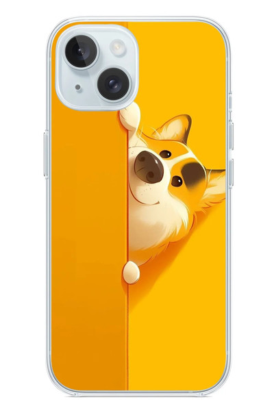 Le Balvo iPhone 15 Uyumlu Sarı Köpek Baskılı Silikon Kılıf