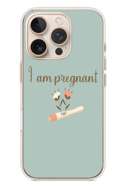 Le Balvo iPhone 16 Pro Uyumlu I'm Pregnant Baskılı Silikon Kılıf