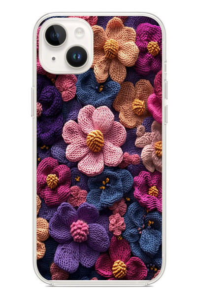 Le Balvo iPhone 14 Plus Uyumlu Çiçek Örgüsü Baskılı Silikon Kılıf