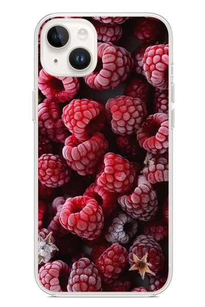 Le Balvo iPhone 14 Plus Uyumlu Ahududu Frambuaz Baskılı Silikon Kılıf