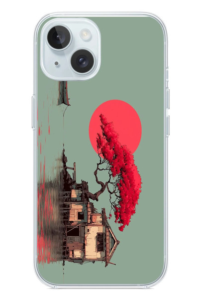 Le Balvo iPhone 15 Uyumlu Sahil Evi Baskılı Silikon Kılıf