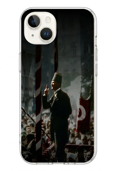 Le Balvo iPhone 13 - 14 Uyumlu Atatürk Hitap Ediyor Baskılı Silikon Kılıf