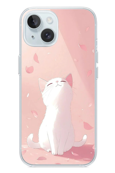 Le Balvo iPhone 15 Uyumlu Minnoş Kedi Baskılı Silikon Kılıf