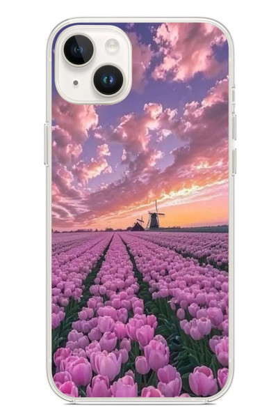 Le Balvo iPhone 14 Plus Uyumlu Lale Bahçesi Baskılı Silikon Kılıf
