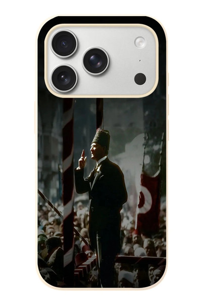 Le Balvo iPhone 17 Pro Uyumlu Atatürk Hitap Ediyor Baskılı Silikon Kılıf