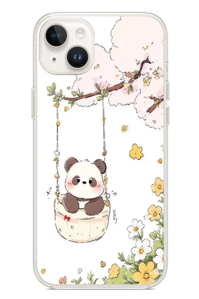 Le Balvo iPhone 14 Plus Uyumlu Sallanan Panda Baskılı Silikon Kılıf