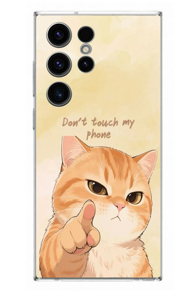 Le Balvo Samsung Galaxy S23 Ultra Uyumlu Dont Touch My Phone Baskılı Silikon Kılıf