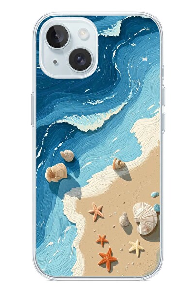 Le Balvo iPhone 15 Uyumlu Deniz Yıldızı Tatilde Baskılı Silikon Kılıf
