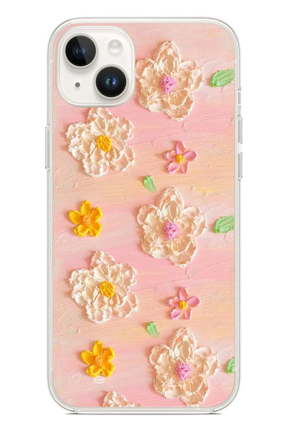 Le Balvo iPhone 14 Plus Uyumlu Pastel Papatya Baskılı Silikon Kılıf
