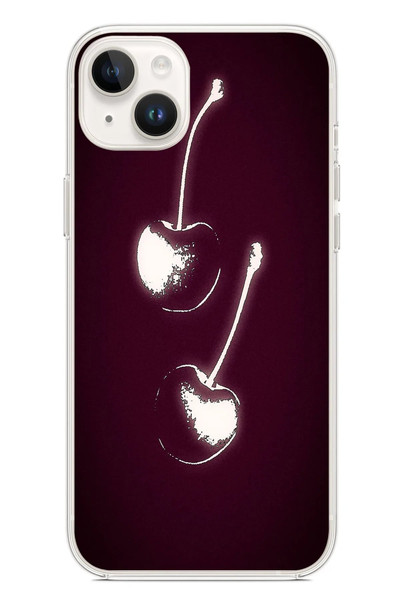 Le Balvo iPhone 14 Plus Uyumlu İki Kiraz Baskılı Silikon Kılıf