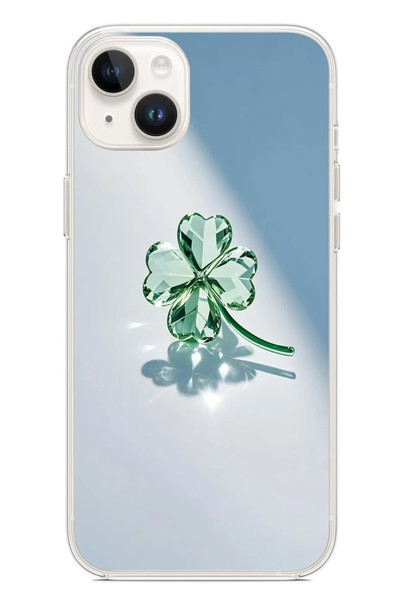 Le Balvo iPhone 14 Plus Uyumlu Yeşil Yonca Baskılı Silikon Kılıf