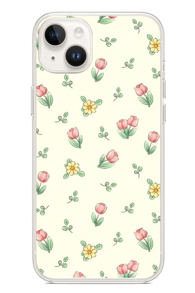 Le Balvo iPhone 14 Plus Uyumlu Lale Çiçekleri Baskılı Silikon Kılıf