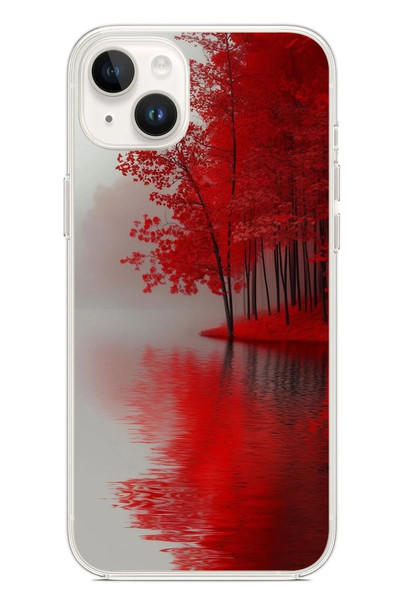 Le Balvo iPhone 14 Plus Uyumlu Sonbahar Gölü Baskılı Silikon Kılıf