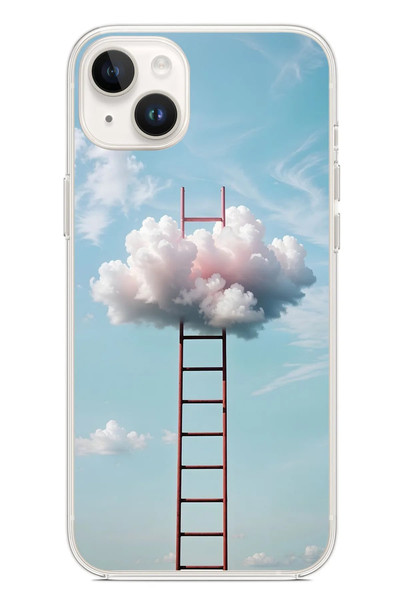 Le Balvo iPhone 14 Plus Uyumlu Buluta Çıkan Merdiven Baskılı Silikon Kılıf