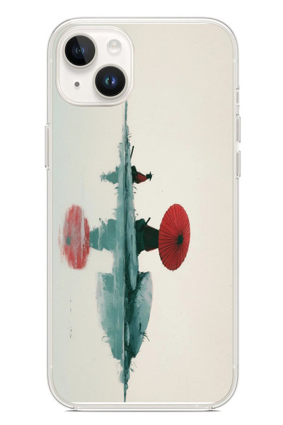 Le Balvo iPhone 14 Plus Uyumlu Japon Şemsiyesi Baskılı Silikon Kılıf
