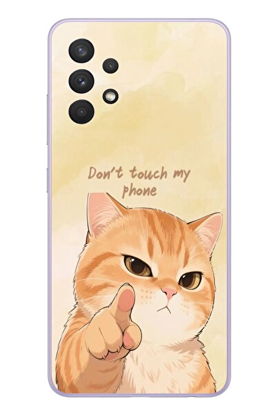 Le Balvo Samsung Galaxy A32 Uyumlu Dont Touch My Phone Baskılı Silikon Kılıf