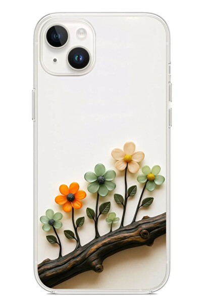 Le Balvo iPhone 14 Plus Uyumlu Dalda Açan Çiçekler Baskılı Silikon Kılıf