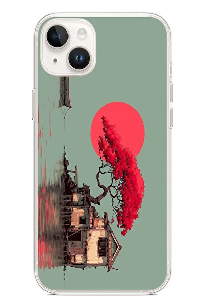 Le Balvo iPhone 14 Plus Uyumlu Sahil Evi Baskılı Silikon Kılıf